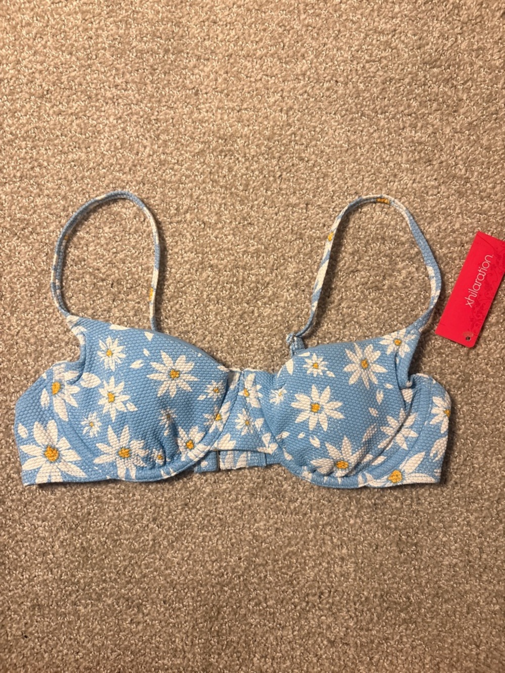 Xhilaration Blue Daisy Print Bikini Top